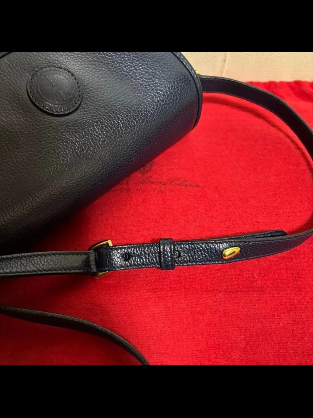 Gucci Navy Blue Pebbled Leather Crossbody Bag
